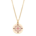 CO88 Collection Majestic 8CN 26119 Steel Necklace with Pendant - Flower - Length 40 + 5 cm - Gold / Pink / Purple