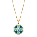 CO88 Collection Majestic 8CN 26120 Steel Necklace with Pendant - Flower - Length 40 + 5 cm - Gold / Green / Blue