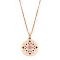 CO88 Collection Majestic 8CN 26122 Steel Necklace with Pendant - Flower - Length 40 + 5 cm - Rose Gold / Pink / Purple