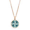 CO88 Collection Majestic 8CN 26123 Steel Necklace with Pendant - Flower - Length 40 + 5 cm - Rose Gold / Green / Blue
