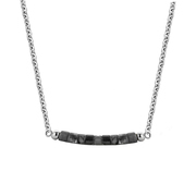 CO88 Collection Serenity 8CN 26101 Steel Necklace with Beads - Agate 5 mm - Length 40 + 5 cm - Silver / Black