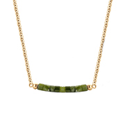 CO88 Collection Serenity 8CN 26104 Steel Necklace with Beads - Natural Stone 5 mm - Length 40 + 5 cm - Gold / Green