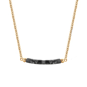 CO88 Collection Serenity 8CN 26105 Steel Necklace with Beads - Agate 5 mm - Length 40 + 5 cm - Gold / Black
