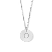 CO88 Collection Alphabet 8CN 11040 Steel Necklace - Letter pendant O - Length 42 + 5 cm - Silver colored