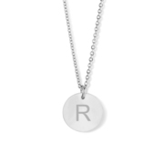CO88 Collection Alphabet 8CN 11043 Steel Necklace - Letter pendant R - Length 42 + 5 cm - Silver colored