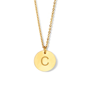 CO88 Collection Alphabet 8CN 11054 Steel Necklace - Letter pendant C - Length 42 + 5 cm - Gold colored