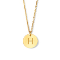 CO88 Collection Alphabet 8CN 11059 Steel Necklace - Letter pendant H - Length 42 + 5 cm - Gold colored
