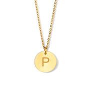 CO88 Collection Alphabet 8CN 11067 Steel Necklace - Letter pendant P - Length 42 + 5 cm - Gold colored
