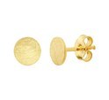 TFT Ear Studs Round Scratched Yellow Gold Shiny
