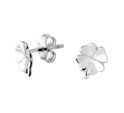 TFT Ear Studs Clover Silver Rhodium Plated Shiny 7.5 mm x 6.5 mm