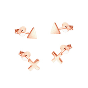 CO88 Collection Sense 8CE 70032 Steel Ear Studs - Cross and Triangle 7 mm - Rose gold colored