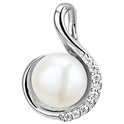 House collection Pendant Silver Pearl and Zirconia 18 x 12.5 mm