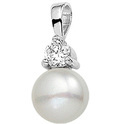 House collection Pendant silver rhodium plated Pearl 19 x 8.5 mm