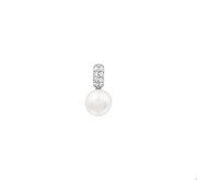 House collection Pendant silver rhodium plated Pearl And Zirconia 15.5 x 8 mm