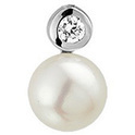 House collection Pendant Silver rhodium plated Pearl 13.5 x 8.5 mm