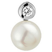 House collection Pendant Silver rhodium plated Pearl 13.5 x 8.5 mm