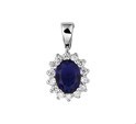 House collection Pendant Silver rhodium plated Zirconia and synthetic Sapphire 18 x 10 mm