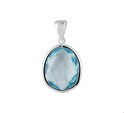 House Collection Pendant White Gold Blue Topaz