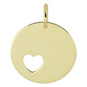 Engraving pendant yellow gold Heart 14 mm wide