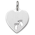 Pendant silver Heart And Feet Poli/mat 16 mm wide
