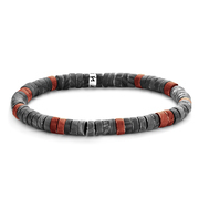 Frank 1967 7FB-0433 Stretch bracelet with natural stone beads red-grey