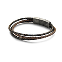 Frank 1967 7FB-0437 Bracelet steel/leather 3-strand brown 21 cm