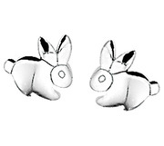 TFT Ear Studs Rabbit Silver Shiny 6.5 mm x 7 mm