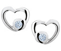 TFT Ear Studs Heart Zirconia Silver Shiny 7 mm x 7.5 mm
