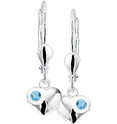 Earrings Heart Strass Brisur Hook Silver Shiny 22 x 7.5 mm