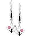 Earrings Heart Strass Brisu Hook Silver Shiny 22 x 7.5 mm