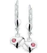 Earrings Heart Strass Brisu Hook Silver Shiny 22 x 7.5 mm