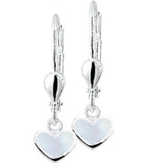 Earrings Heart Brisur Hook Silver Shiny 7.8 x 7 mm