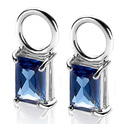Zinzi ZICH2021DB Earring charms Rectangle (without earrings) silver with zirconia dark blue 11 mm