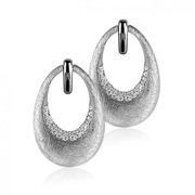 Zinzi by Mart Visser MVO10 Earrings oval two-sided silver with zirconia