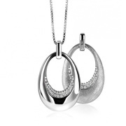 Zinzi by Mart Visser MVH10 Pendant oval two-sided silver with zirconia