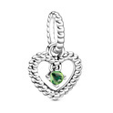 Pandora 798854C10 Heart-Shaped Hanging Bead Charm Silver Spring Green