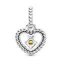 Pandora 798854C11 Heart-Shaped Hanging Bead Charm silver honey colored