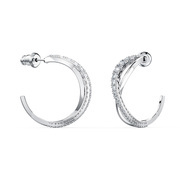 Swarovski 5563908 Earrings Twist Hoop rhodium-plated silver-coloured 2.6 x 0.6 cm