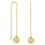 Pullthrough Earrings Round Yellow gold Diamonded 70 mm
