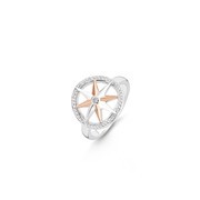 TI SENTO-Milano 12155ZR Ring Compass rose silver-zirconia silver-and rose-coloured-white