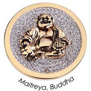 Quoins QMOA-28L-G Disk Maitreya Buddha rose colored Large
