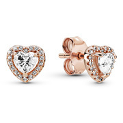 Pandora Rose 288427C01 Stud earrings Sparkling Elevated Hearts silver rose colored