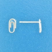 TFT Ear Studs Paper Clip Silver Rhodium Plated Shiny 8 mm x 4 mm