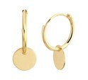 TFT Hoop Earrings Round Yellow Gold Shiny 1.3 mm x 13 mm