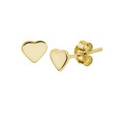 TFT Ear Studs Heart Yellow Gold On Silver Shiny 4.5 mm x 5 mm