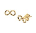 TFT Ear Studs Infinity 1 Micron Yellow Gold On Silver Shiny 9 mm x 4.5 mm