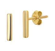 TFT Ear Studs Bar Yellow Gold On Silver Shiny 10 mm x 1.8 mm