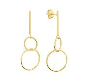 TFT Earrings Rounds Yellow Gold On Silver Shiny 40 mm x 16 mm