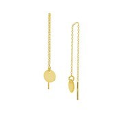 TFT Pull Through Earrings Round Yellow Gold On Silver Shiny