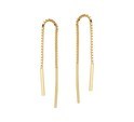 TFT Pull Through Earrings Bar Yellow Gold On Silver Shiny 10.5 mm x 1.5 mm